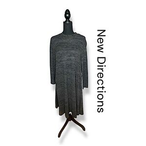 NWT New Directions Long Sleeve Carbon Gray Soft Womens Midi Sweater Dress Size L
